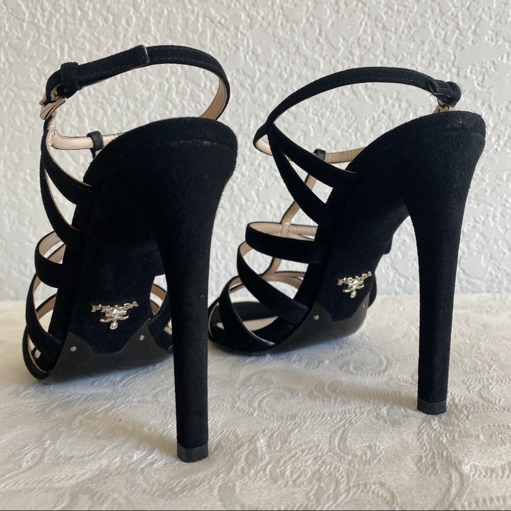 Prada blacks crisscross strap suede sandals - Picture 7 of 13